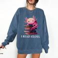 Axolotl Book Lover Librarian Reading Library Readers Comfort Colors Sweatshirt Blue Jean