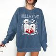 Bella Ciao Goodbye Beautiful Skull Book Of Dark Magic Occult Comfort Colors Sweatshirt Blue Jean