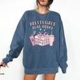 Book Lover's Pretty Girl's Read Books Comfort Colors Sweatshirt Blue Jean