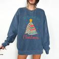 All Booked For Christmas Tree Book Bookish Christmas Comfort Colors Sweatshirt Blue Jean