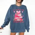 All Booked For Valentine Books Lover Teacher Floral Comfort Colors Sweatshirt Blue Jean