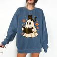 Books Ghost Reading Book Halloween Library Cat Fall Comfort Colors Sweatshirt Blue Jean