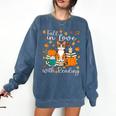 Cat Fall In Love With Reading Book Lover Autumn Comfort Colors Sweatshirt Blue Jean