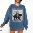 Defend Your Local Library Knight Cat Rider Book Lover Comfort Colors Sweatshirt Blue Jean Defend Your Local Library Knight Cat Rider Book Lover Comfort Colors Sweatshirt Blue Jean