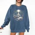 Duck Reading Book Full Moon Lake Scenery Comfort Colors Sweatshirt Blue Jean