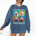 Eagle Love Reading And Eagles Child Book Lover Comfort Colors Sweatshirt Blue Jean
