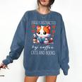 Easily Distracted By Coffee Cats And Books Comfort Colors Sweatshirt Blue Jean Easily Distracted By Coffee Cats And Books Comfort Colors Sweatshirt Blue Jean
