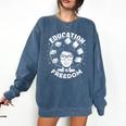 Education Is Freedom History Books African Pride Women Comfort Colors Sweatshirt Blue Jean