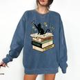 Fantasy Drama Tragedy Cat Book Lover Reading Humor Comfort Colors Sweatshirt Blue Jean