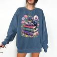 Fantasy Drama Tragedy Cute Cat Book Lover Readers Librarians Comfort Colors Sweatshirt Blue Jean