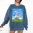 Frutiger Aero Aesthetic Tech Cherry Blossom Fishes Bubbles Raglan Baseball Tee Comfort Colors Sweatshirt Blue Jean