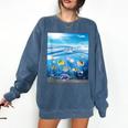 Frutiger Aero Aesthetic Tech Ocean Underwater Fishes Comfort Colors Sweatshirt Blue Jean