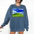 Frutiger Aero Meadow Aesthetic Y2k 2000s Ironic Nostalgic Comfort Colors Sweatshirt Blue Jean