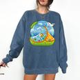 Frutiger Aero Y2K Fashion Trends Statement Piece Tech Orange Premium Comfort Colors Sweatshirt Blue Jean
