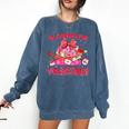 Groovy All Booked For Valentines Books Pink Coquette Bow Comfort Colors Sweatshirt Blue Jean