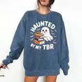 Haunted By My TBR Cute Ghost Book Reading Teacher Halloween Comfort Colors Sweatshirt Blue Jean
