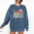 Hockey And Tacos Retro Nostalgia Lovers Comfort Colors Sweatshirt Blue Jean