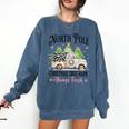Holiday Scene Nostalgia North Pole Tree Farm Merry Christmas Comfort Colors Sweatshirt Blue Jean