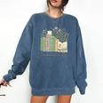 I'm Booked Tonight Cozy Floral Book Lover Graphic Comfort Colors Sweatshirt Blue Jean