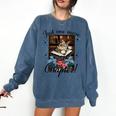 Just One More Chapter Cat Reading Books Coffee Lovers Premium Tri-Blend Comfort Colors Sweatshirt Blue Jean