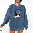 Life Better With 2 Cats Books Kitten Kitty Women Girls Kids Comfort Colors Sweatshirt Blue Jean