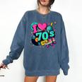 I Love The 70s Retro Cassette Roller Vinyl Disco Nostalgia Comfort Colors Sweatshirt Blue Jean