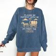 Please Be Patient I'm From The 1900s Retro Pixel Horse Wagon Comfort Colors Sweatshirt Blue Jean