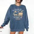 Please Be Patient I'm From The 1900s Retro Pixel Horse Wagon Premium Comfort Colors Sweatshirt Blue Jean
