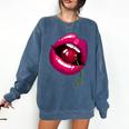 Rainbow Lips With a Cherry In The Mouth 80s Nostalgia Premium Tri-Blend Comfort Colors Sweatshirt Blue Jean Rainbow Lips With a Cherry In The Mouth 80s Nostalgia Premium Tri-Blend Comfort Colors Sweatshirt Blue Jean