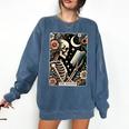 The Reader Tarot Card Skeleton Reading Book Bookworm Bookish Comfort Colors Sweatshirt Blue Jean