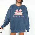 Reading Books Mom Mothers Day Coquette Pink Bow Book Lovers Comfort Colors Sweatshirt Blue Jean