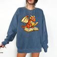 Reading Dragon Book Lover Bookworm Reader Comfort Colors Sweatshirt Blue Jean