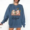 Retired 2025 A New Chapter Begins Retirement Teacher Book Comfort Colors Sweatshirt Blue Jean