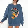 Retro 90s Boombox Nostalgia Party For Music Lovers Men Women Comfort Colors Sweatshirt Blue Jean