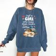 Retro Just A Girl Who Love Dogs Books And Coffee Bookworm Comfort Colors Sweatshirt Blue Jean