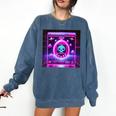 Retro Nostalgia Vaporwave- Error 404 Comfort Colors Sweatshirt Blue Jean