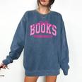 Retro Pink Coquette Bow Valentine Book Lover Varsity Comfort Colors Sweatshirt Blue Jean