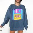 Retro TechnologyOld School Floppy Nostalgia 90s Generation Comfort Colors Sweatshirt Blue Jean