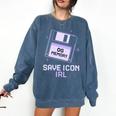 Save Icon IRL Retro Tech Humor Floppy Disk 90s Nostalgia Comfort Colors Sweatshirt Blue Jean