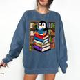 Teacher Librarian Kawaii Penguin Book Lover Penguin Comfort Colors Sweatshirt Blue Jean