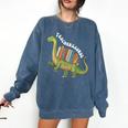 Teachersaurus Dinosaur Teachers Dino Reading Book Librarian Comfort Colors Sweatshirt Blue Jean