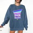 Temporal Trends Vaporwave Style Retro Nostalgia Look Premium Tri-Blend Comfort Colors Sweatshirt Blue Jean