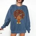 History Month Afro Book Lover Women Girls Librarian Comfort Colors Sweatshirt Blue Jean