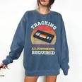 Tracking Adjustments Required Nostalgia VHS Retro Tape Comfort Colors Sweatshirt Blue Jean
