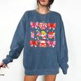 Valentine Cupid Coquette Pink Bow Apple Books Teacher Comfort Colors Sweatshirt Blue Jean