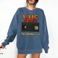VHS Tape Nostalgia Old School Technology Humor Premium Comfort Colors Sweatshirt Blue Jean