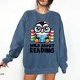 Wild About Reading Book Lover Penguin Comfort Colors Sweatshirt Blue Jean