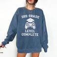 3rd Grade Level Complete Third Grade Graduation Video Gamer Comfort Colors Sweatshirt Denim