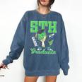 5th Grade Graduate Dinosaur Dab Graduation School Comfort Colors Sweatshirt Denim