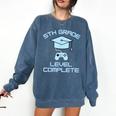 5th Grade Level Complete Fifth Grade Gamer Graduation Day Comfort Colors Sweatshirt Denim